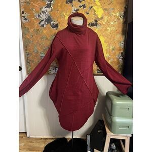 Metamorphoza Size XL Red Art to Wear Oversized Tulip Shaped Tunic Dress Pockets